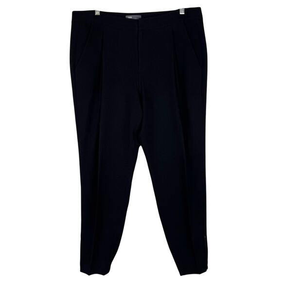 Vince High Waisted Pleated Slim Leg Crop Jogger Trouser Zip Hem Pants Black 10 - Picture 4 of 15